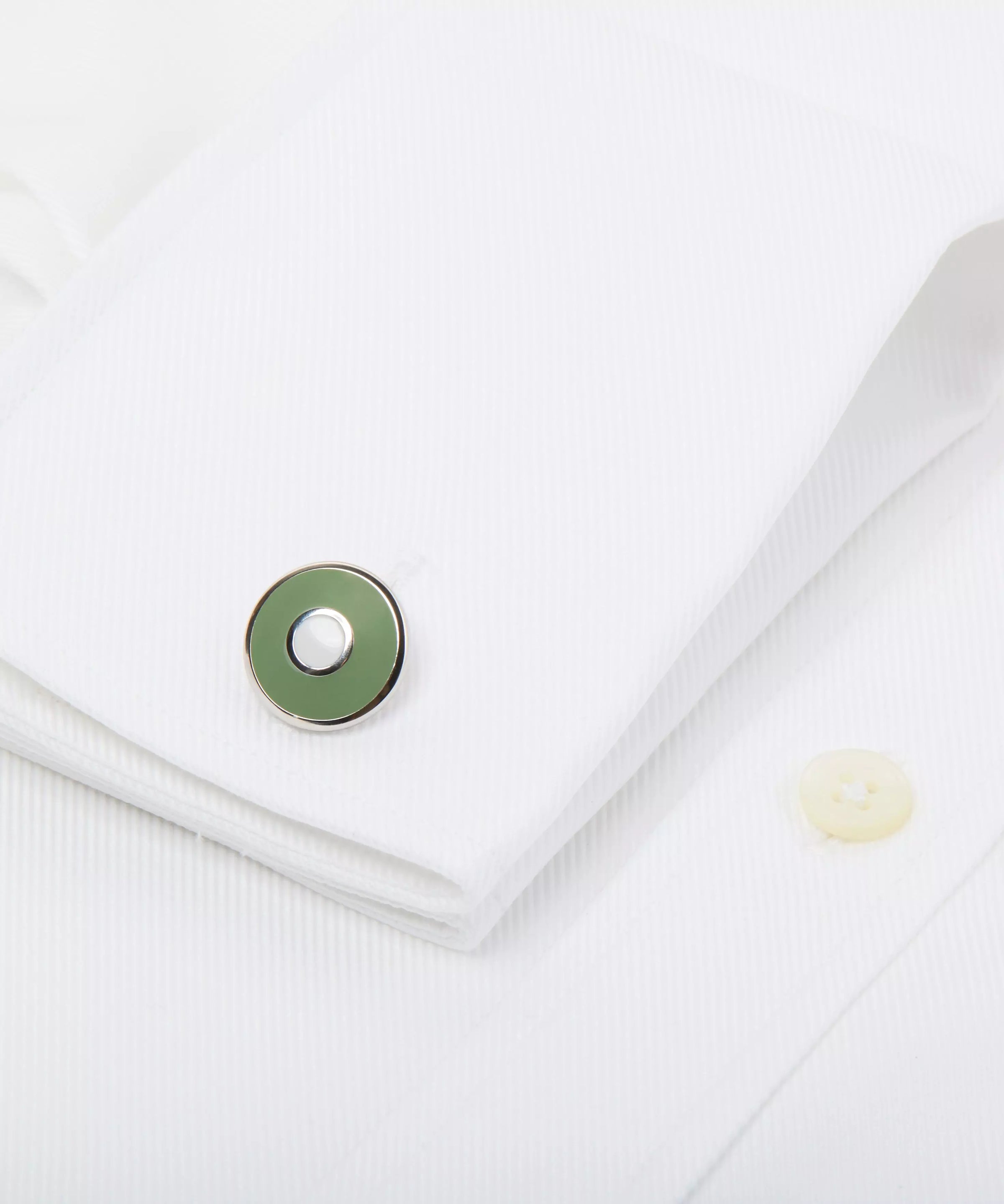 Green Silver Finish Enamel Target Cufflinks