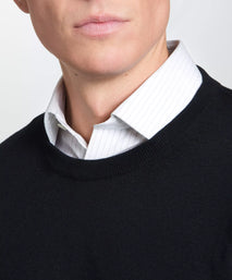 Black Merino Wool Crew Neck Sweater