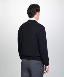 Black Merino Wool Crew Neck Sweater