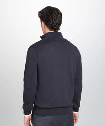 Grey Merino Wool Zip Neck Sweater