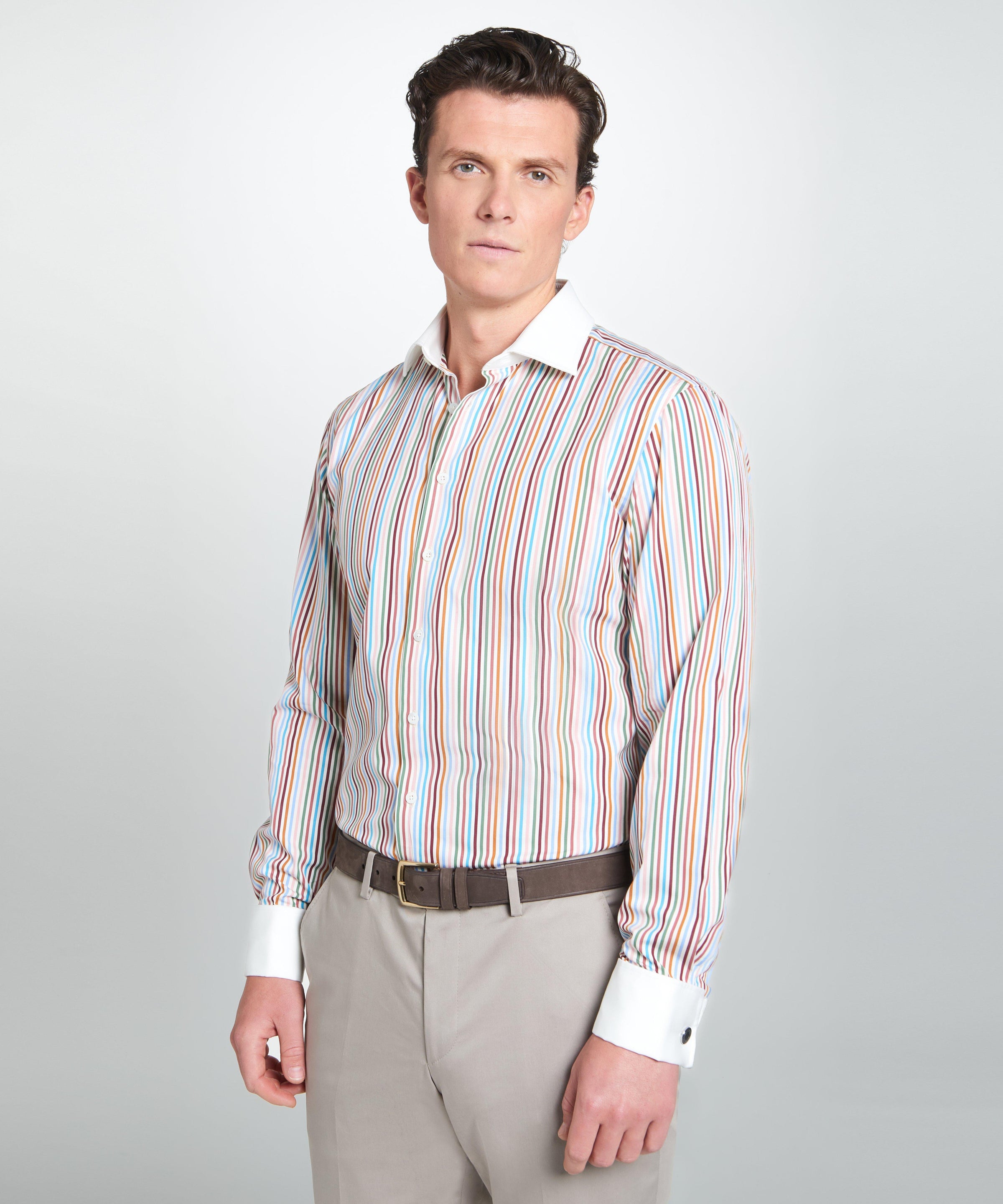 Multicolour Tailored Fit Multi Bengal Stripe Formal Shirt