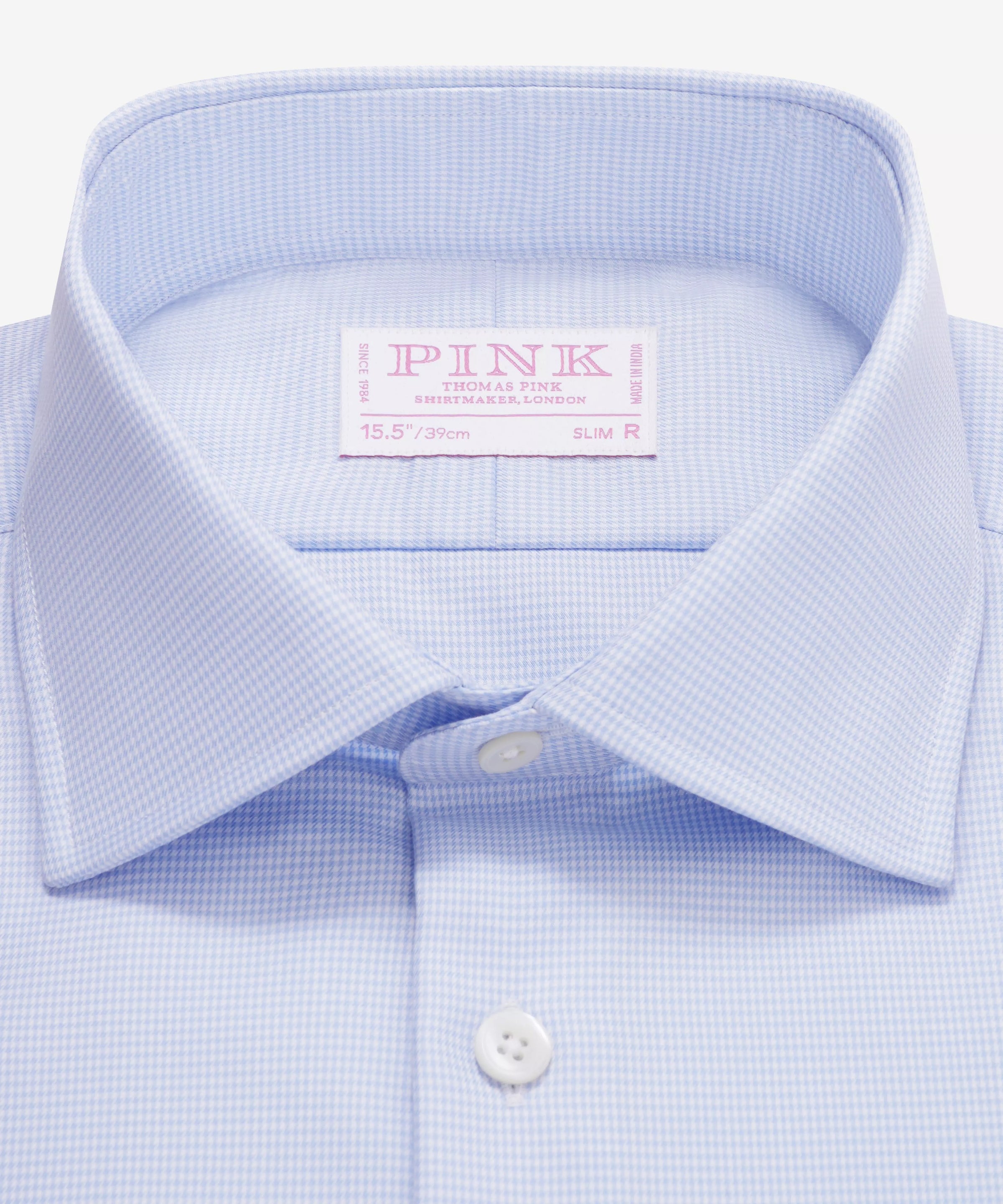 Blue & White Slim Fit Formal Double Cuff Micro Puppytooth Shirt