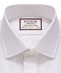 White & Black Tailored Fit Broken Twill Stripe Formal Shirt