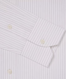 White & Black Tailored Fit Broken Twill Stripe Formal Shirt