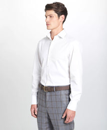 White & Black Tailored Fit Broken Twill Stripe Formal Shirt