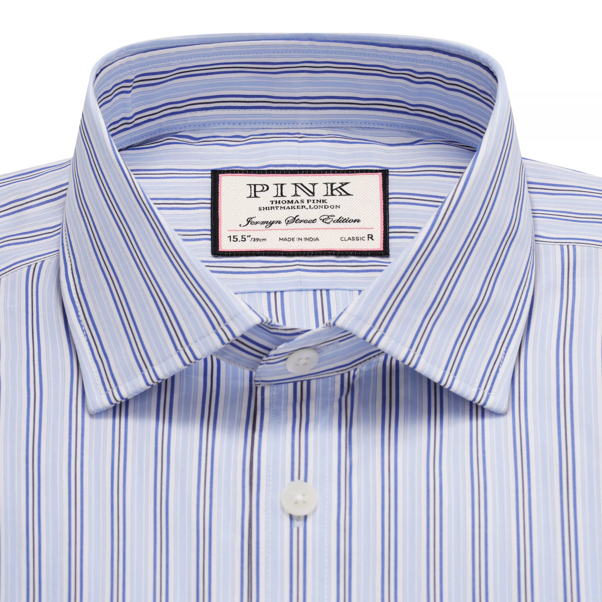 Pale Blue & White Classic Fit Formal Double Cuff Berkeley Stripe Shirt