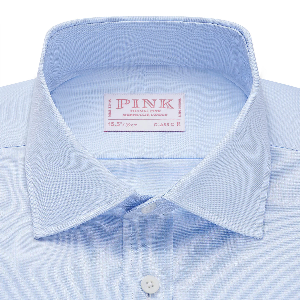 Pale Blue & White Classic Fit Double Cuff Puppytooth Formal Shirt